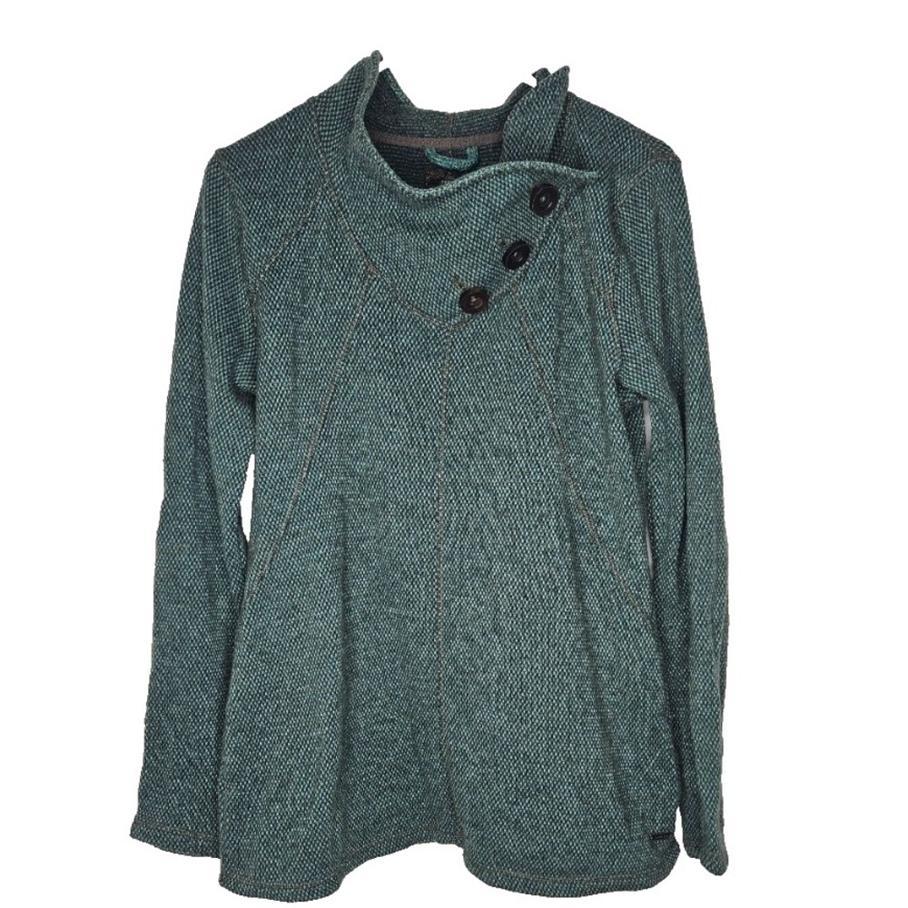 prAna Ebba Tunic Sweater Womens L Green Wool Blend Boho Gorpcore Cottagecore
